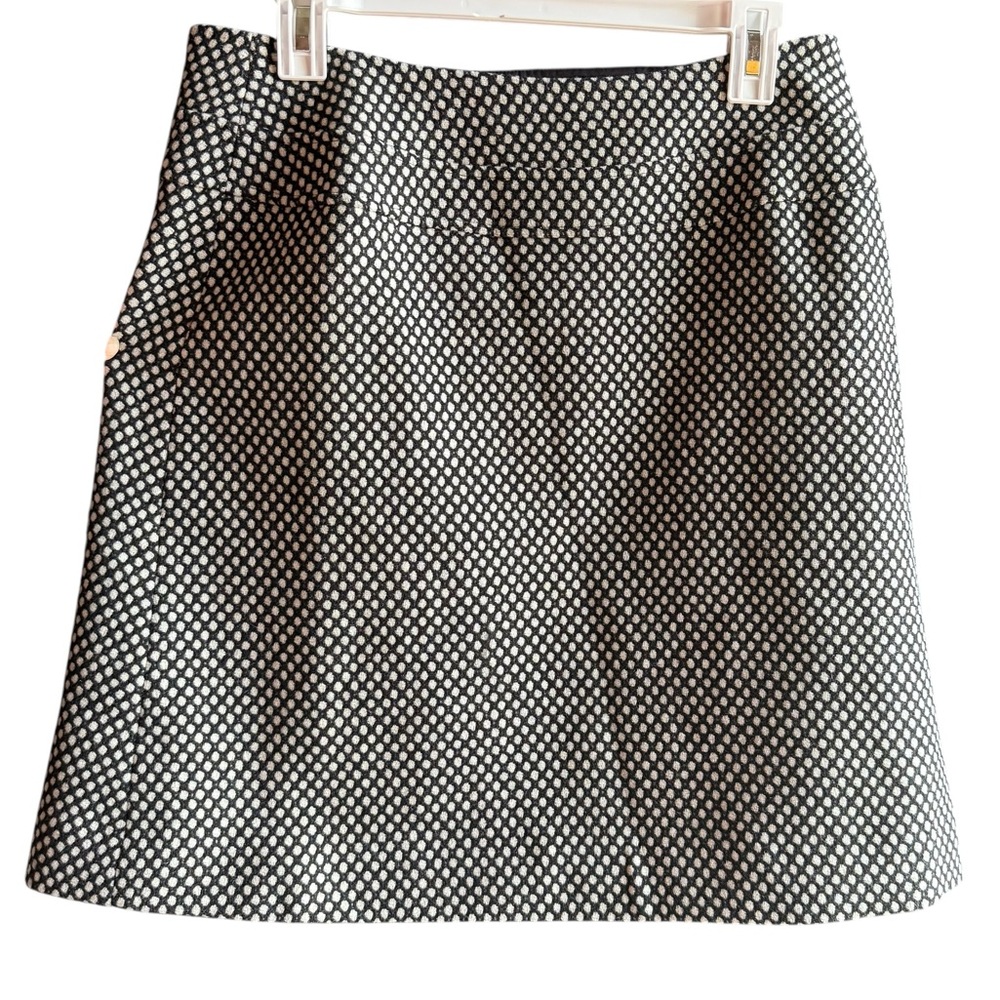 NWOT TALBOTS Black and White Polka Dot Wool Button Preppy Skirt Size 8 - Picture 2 of 8